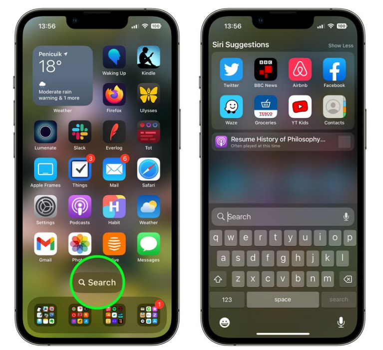 琼结苹果手机维修分享升级到 iOS 16 后，如何删除主屏幕上的搜索按钮 